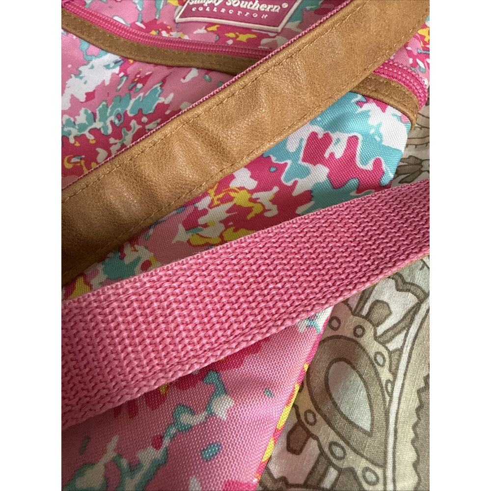 Simply Southern PINK TURQUOISE Floral CROSSBODY Purse 10” X 8” - Picture 5 of 11